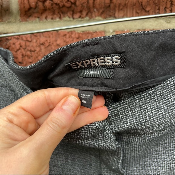 Express Dark Gray Textured Columnist Mid Rise Dress Pants Trousers - Picture 4 of 5